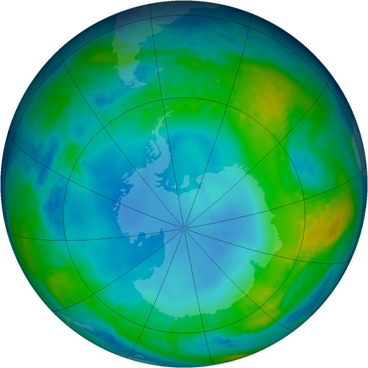 Antarctic ozone map for 04 June 2002
